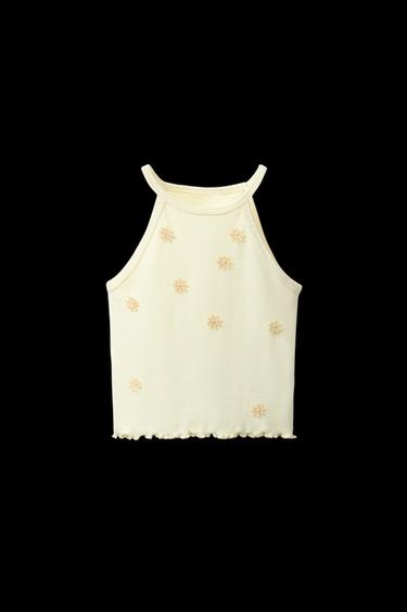 RIBBED BUTTERFLY AND FLOWER T-SHIRT - Yellow by Zara