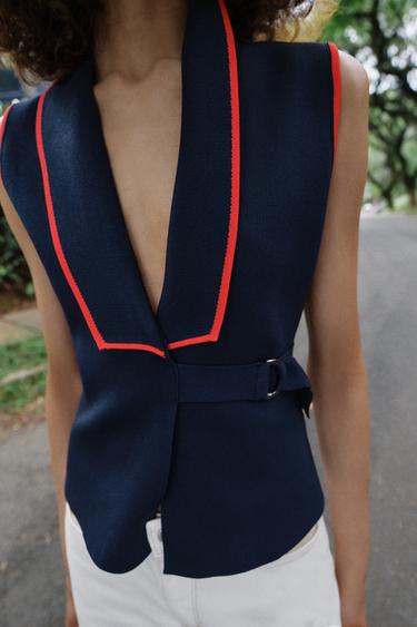 ΣΤΑΥΡΩΤΟ ΓΙΛΕΚΟ ΜΕ ΑΓΚΡΑΦΕΣ - Μπλε του Zara