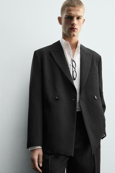 VESTE CROISÉE DE COSTUME 100% LAINE - Noir de Zara - Image 4
