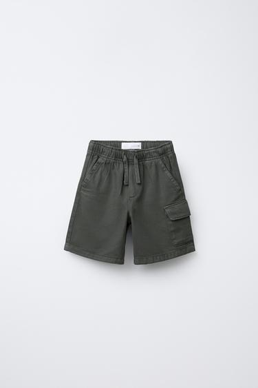 STRAIGHT FLOWING CARGO BERMUDA SHORTS - Dark khaki by Zara - Image 0