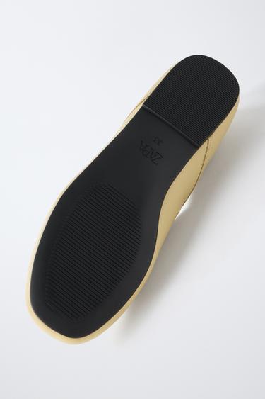 LEATHER BALLET FLATS - Yellow by Zara - Image 6