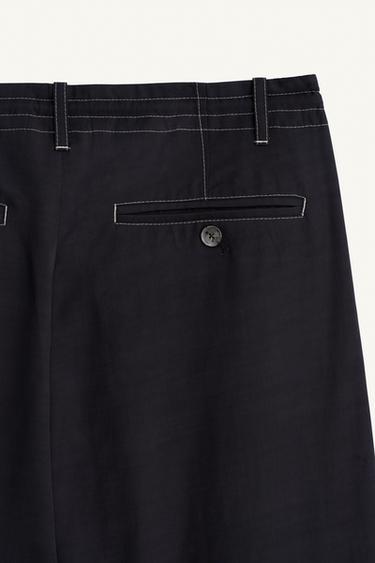 PANTALON FLUIDE À LACETS - Bleu marine foncé de Zara - Image 9