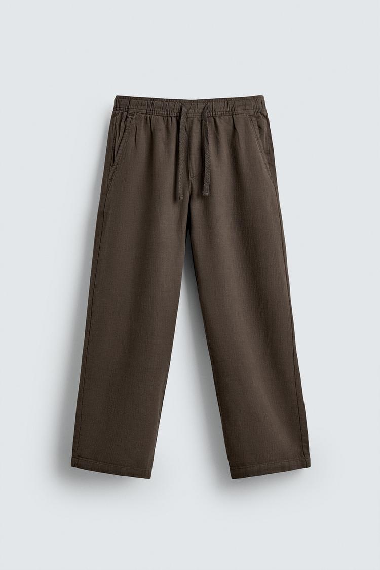ZARA TEXTURED RELAXED FIT TROUSERS