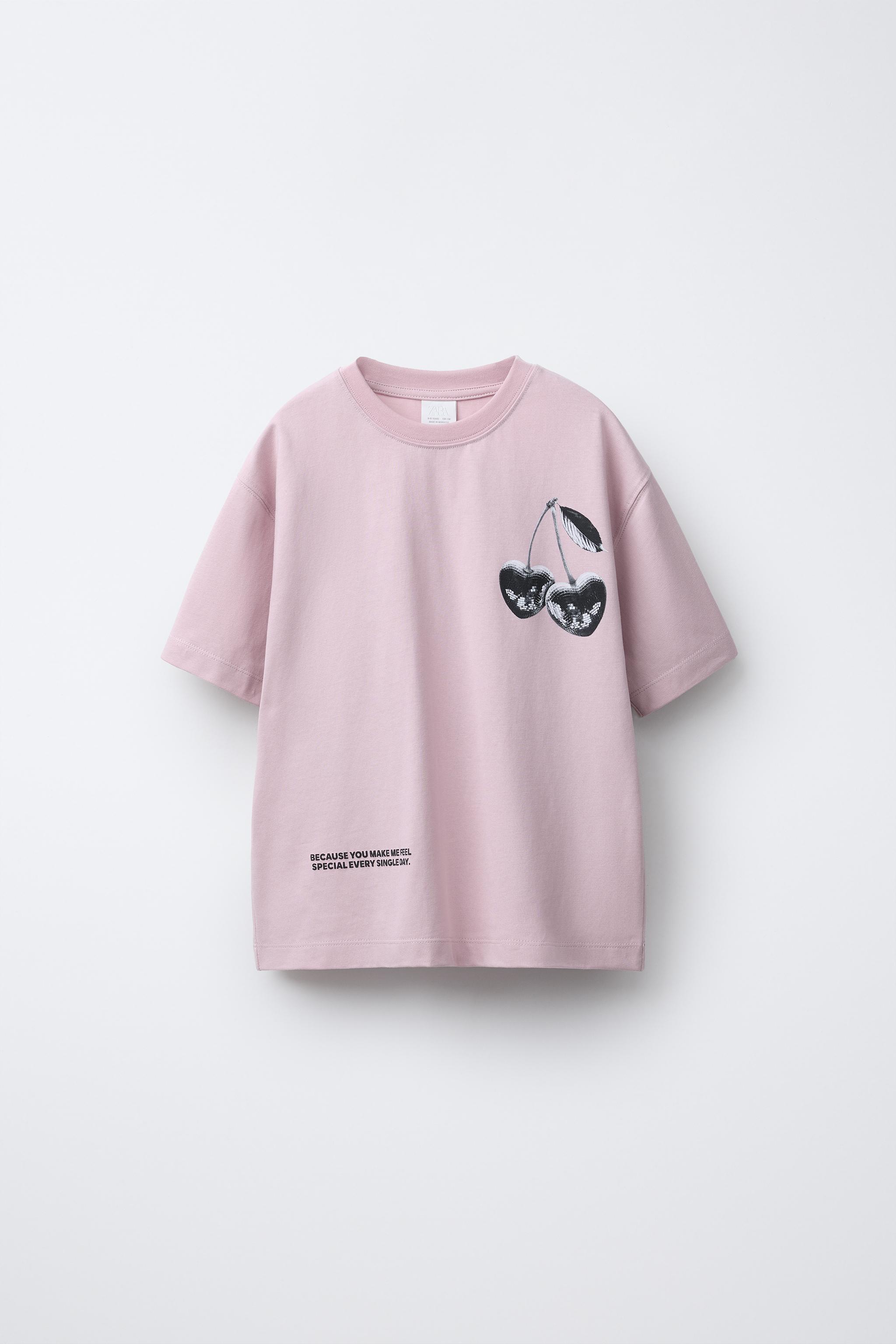 CHERRY PRINTED T-SHIRT - Pink | ZARA United States