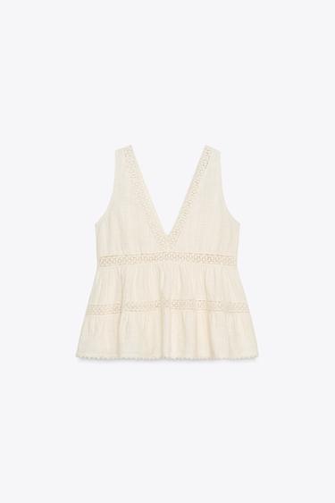RUSTIC ENTREDEUX TOP - Ecru by Zara - Image 0