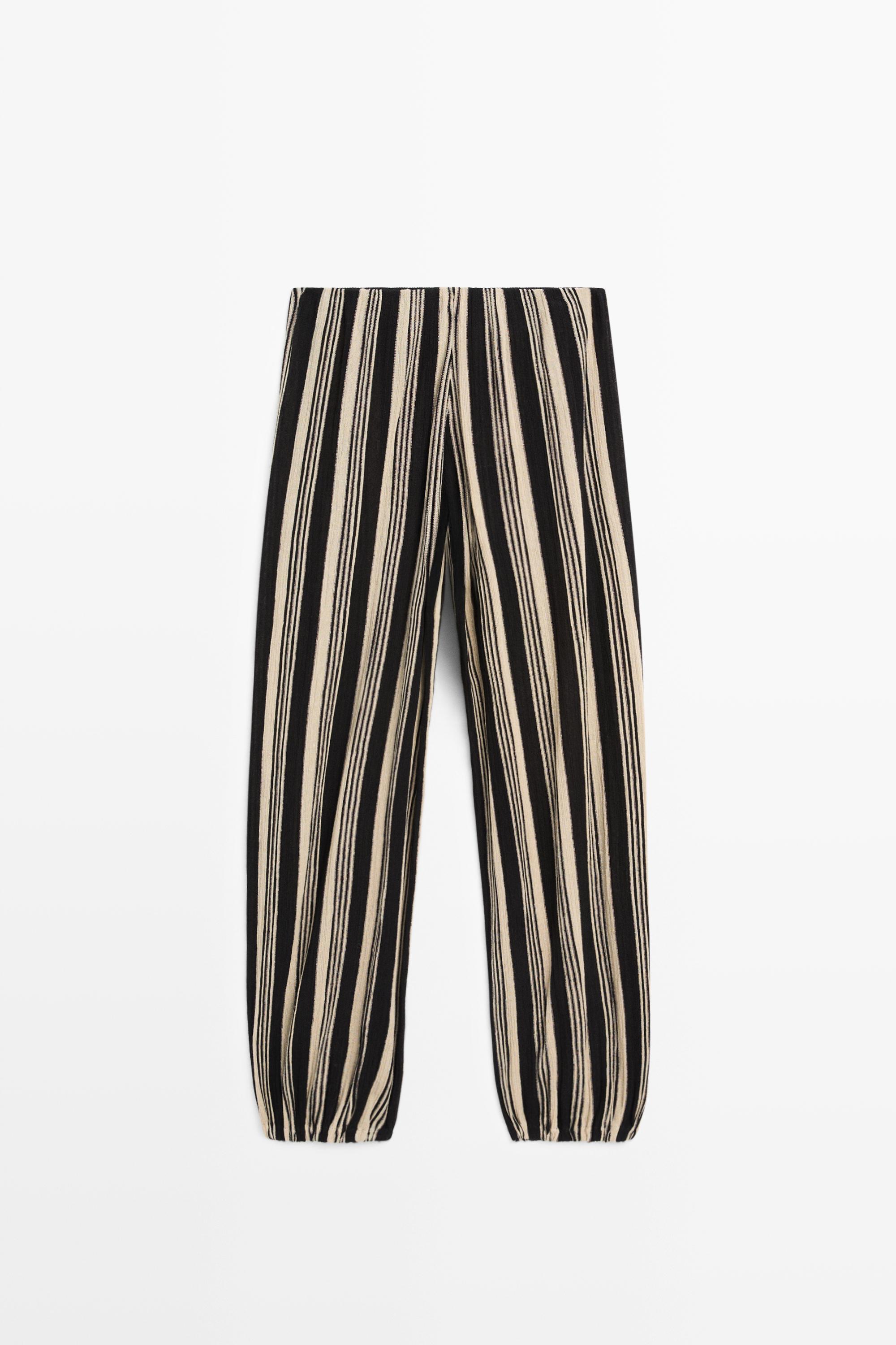 Striped sarouel co-ord pants - Black | ZARA United States