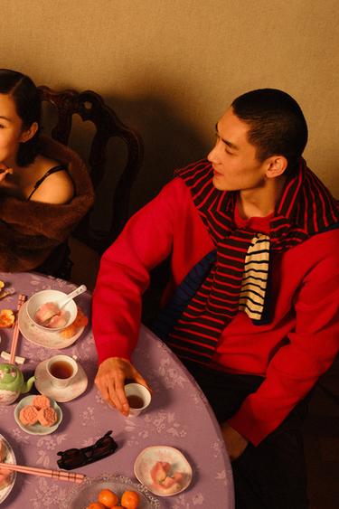 Zara AARON LEVINE X ZARA 提花條紋 T 恤 - 黃色