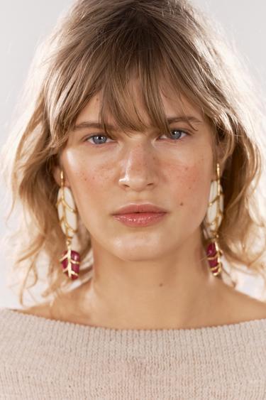 СЕРЬГИ С ЦВЕТНЫМИ КАМНЯМИ — ЗОЛОТИСТЫЙ от Zara — изображение 0