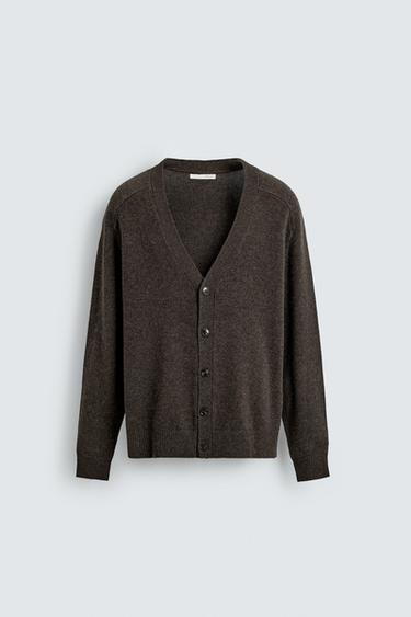 WOOL AND CASHMERE CARDIGAN - Brown by Zara