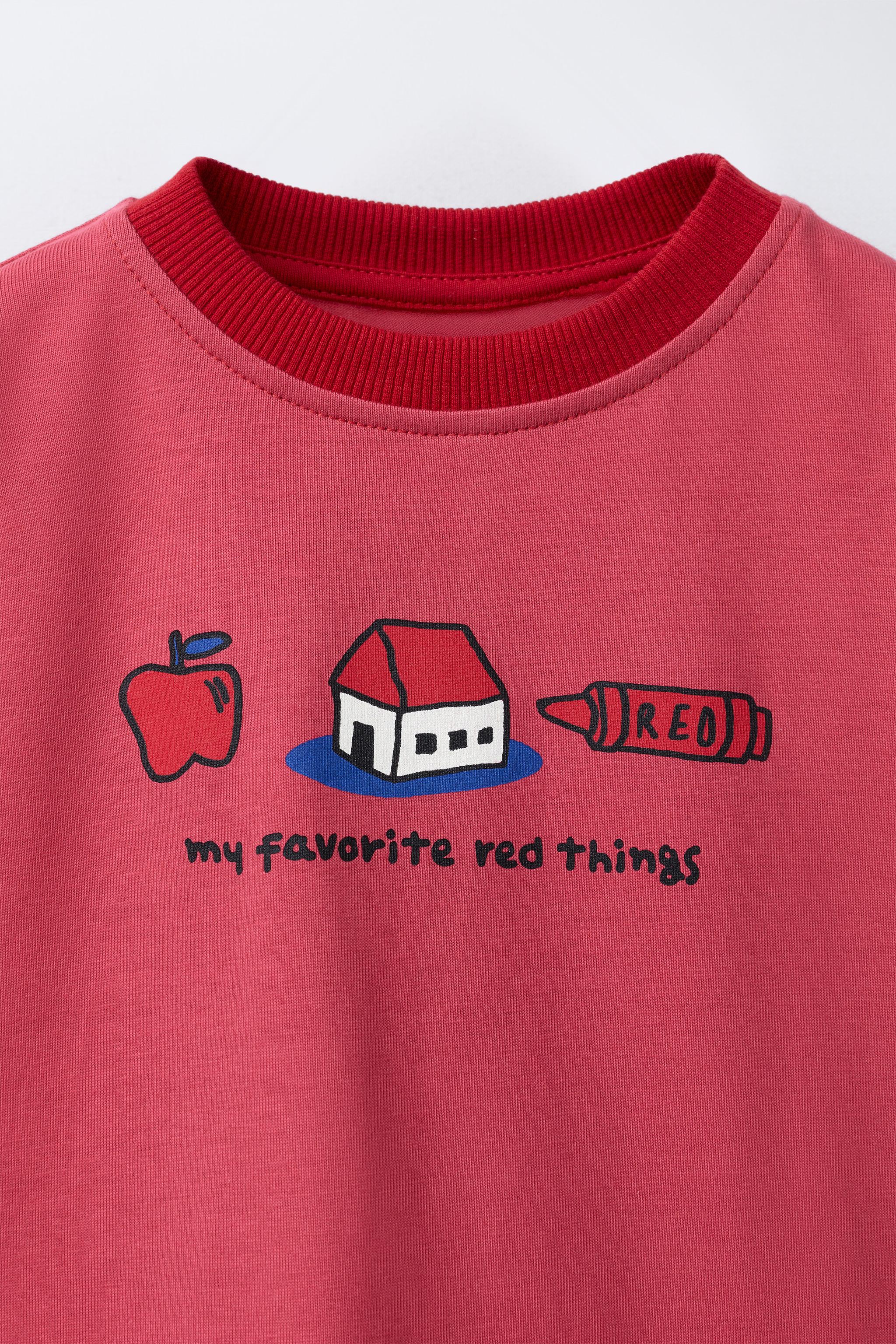 CONTRASTING SLEEVE PRINTED T-SHIRT