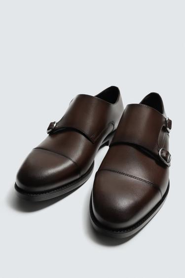 CHAUSSURES EN CUIR DOUBLE BOUCLE - Marron de Zara - Image 4