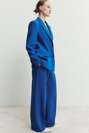 HIGH-WAIST STRAIGHT-LEG TROUSERS - Cornflower blue by Zara