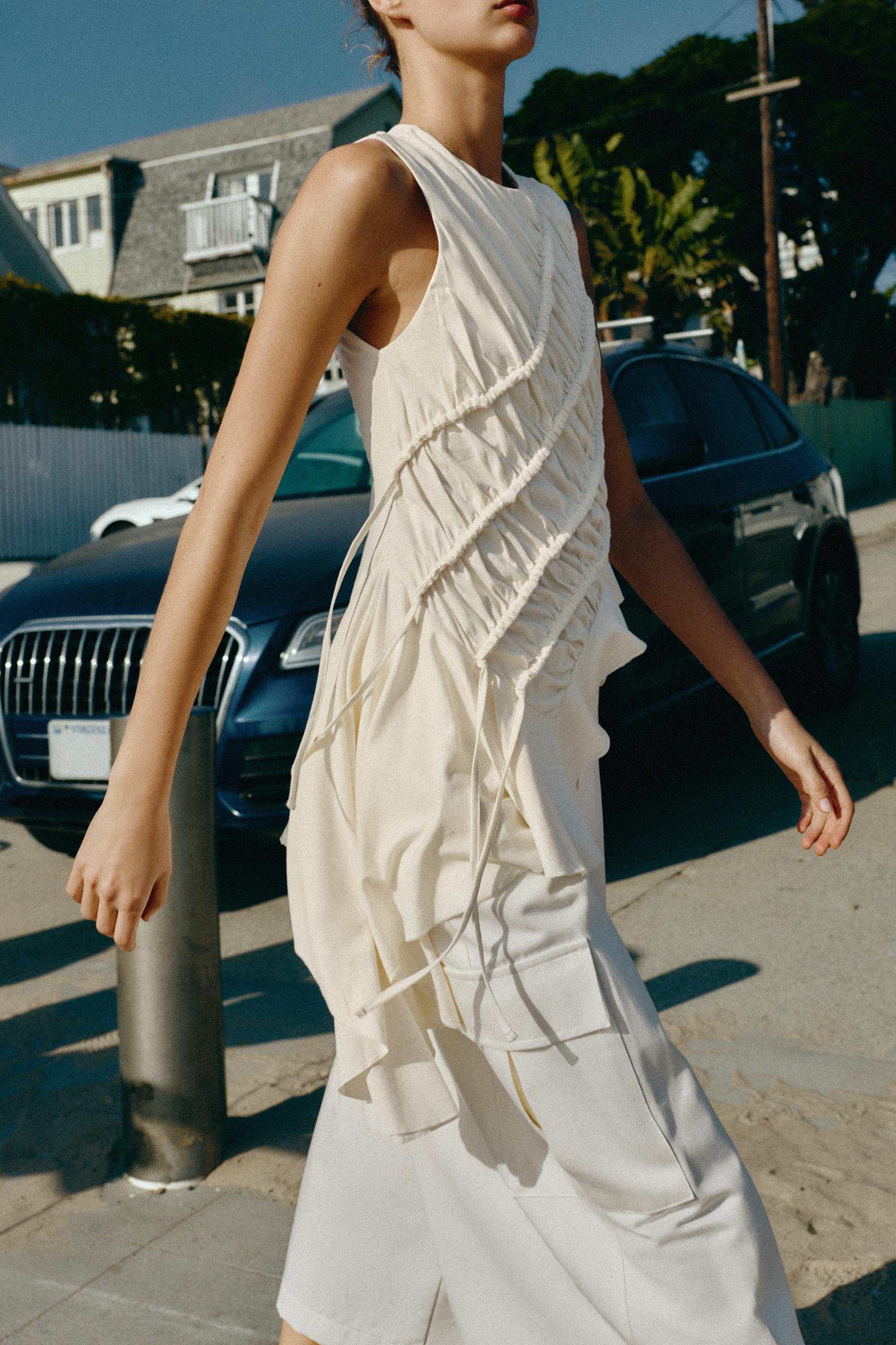 ASYMMETRIC RUCHED TOP - Oyster-white | ZARA United States