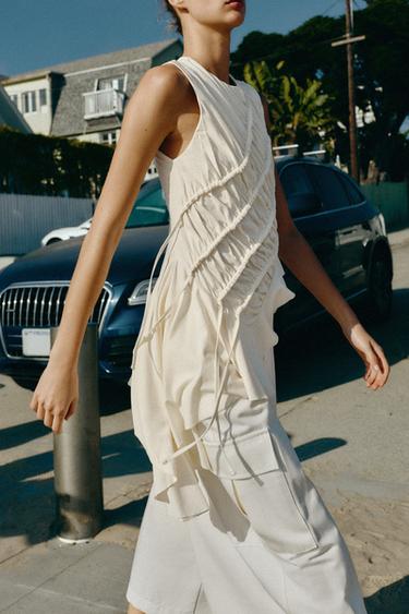ASYMMETRIC GATHERED TOP - Oyster-white by Zara - Image 2
