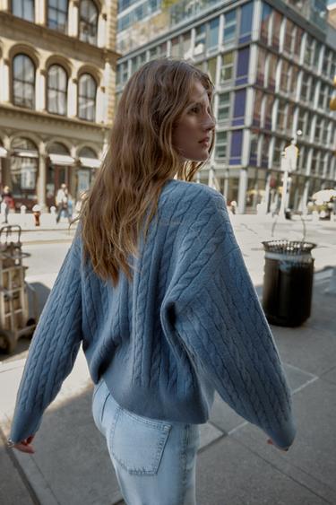 CABLE KNIT SWEATER - Blue by Zara - Image 3