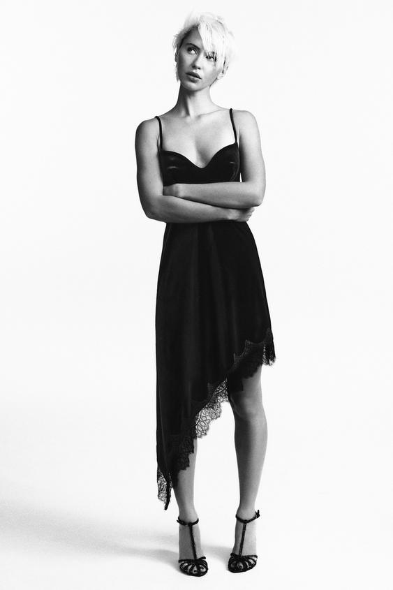 VELVET LACE MIDI DRESS