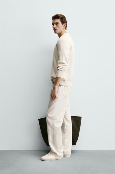 PULL STRUCTURÉ EN COTON - Blanc cassé de Zara - Image 3