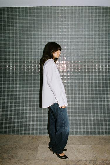 POPLIN SHIRT WITH POCKET - White by Zara - Image 2