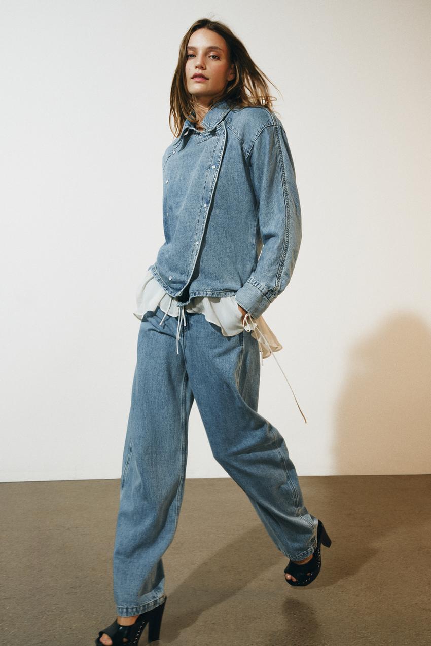 ZW コレクション デニムジャケット パッドショルダー - ブルー | ZARA 