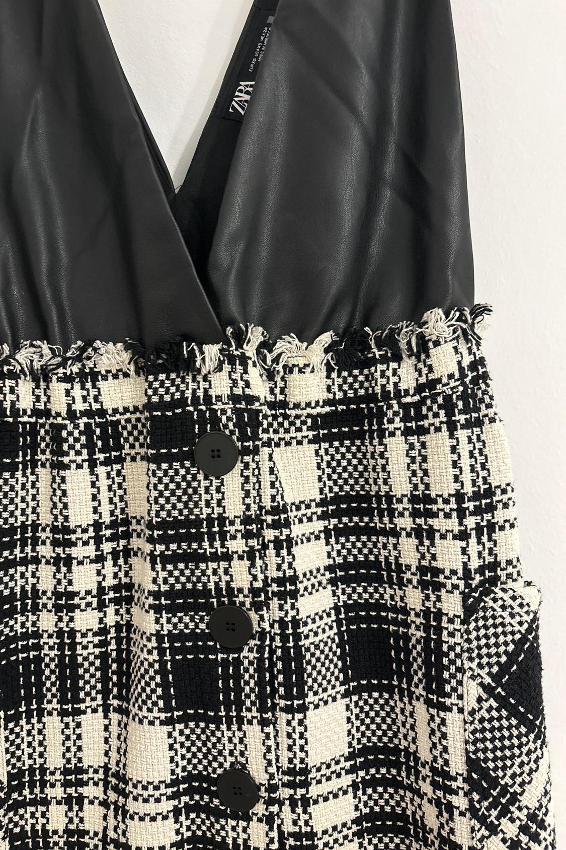 CONTRAST CHECK PINAFORE DRESS - Image 2