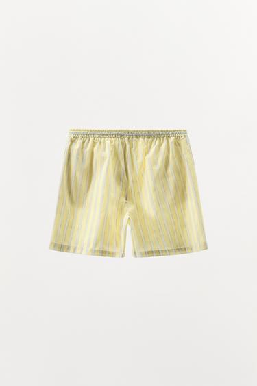 STRIPED PYJAMA BERMUDA SHORTS - Yellow by Zara - Image 3