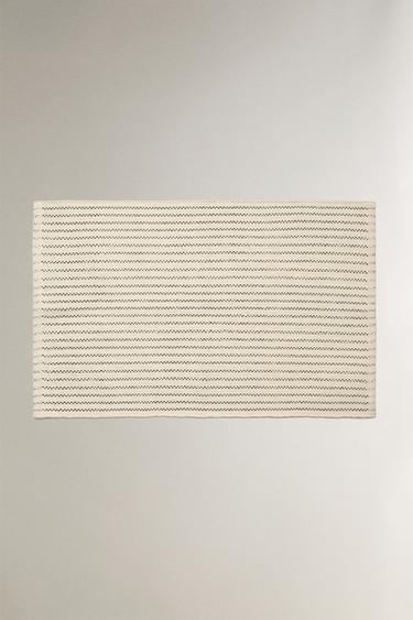 BATH MAT WITH TOPSTITCHED LINES - Ecru / Black by Zara