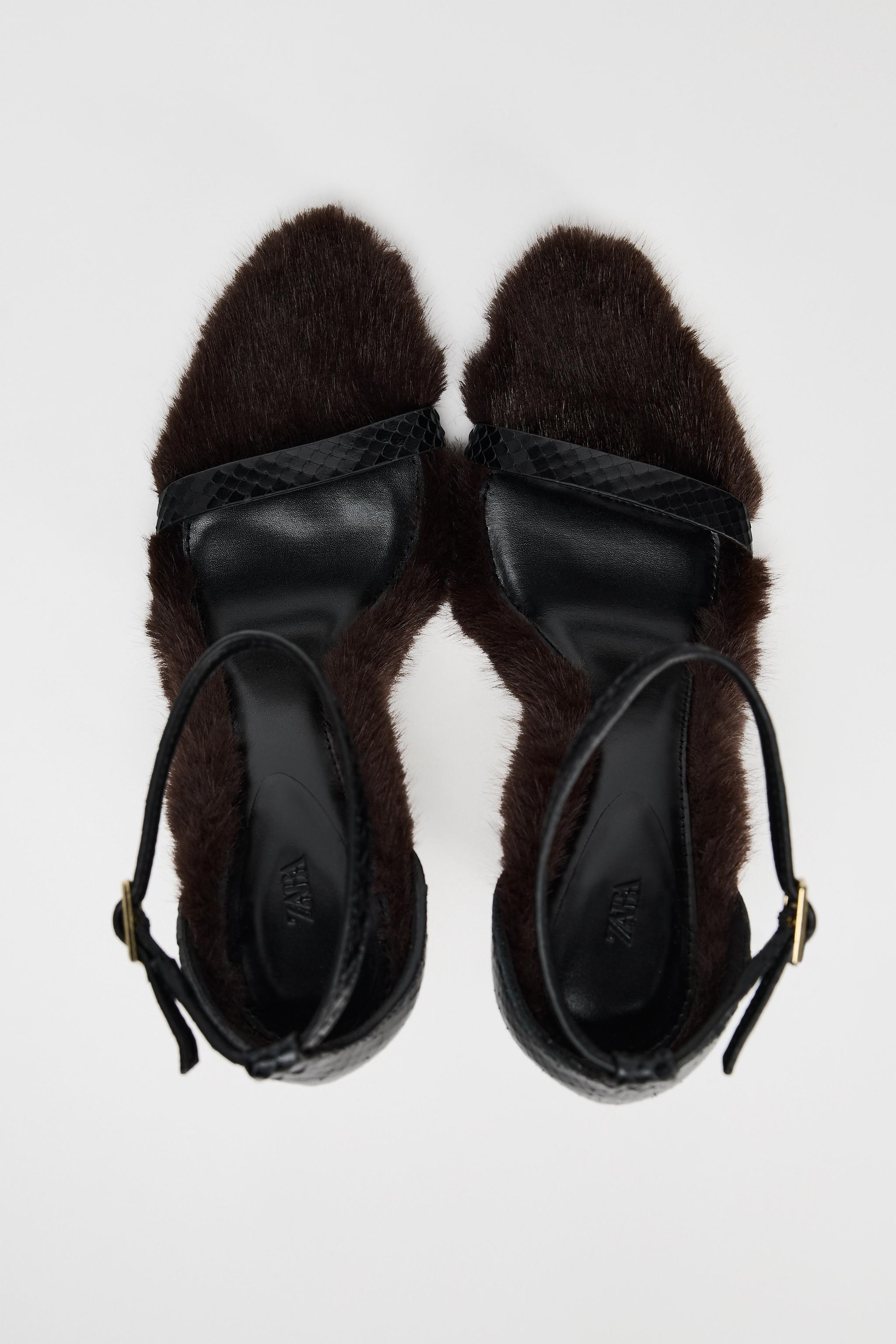 ZARA レリーフ リアルファー レザーサンダル LIMITED EDITION レリーフ リアルファー レザーサンダル LIMITED EDITION