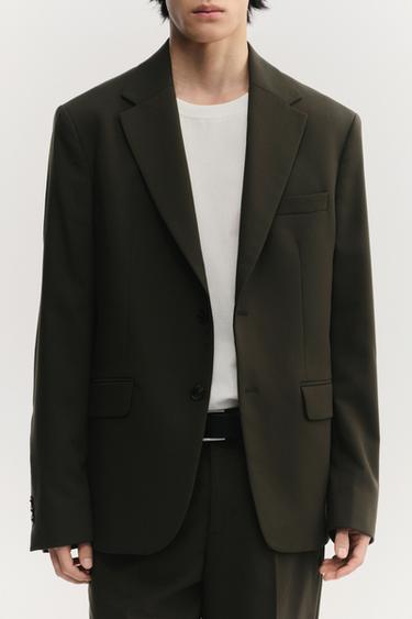 Zara 修身版西裝外套 - 卡其色