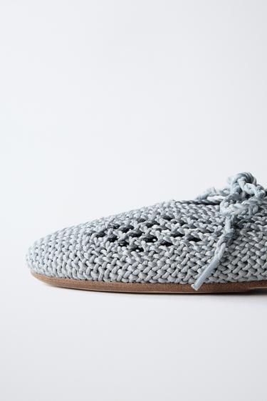LACE-UP CROCHET BALLET FLATS WITH BOW - Blue by Zara - Image 5