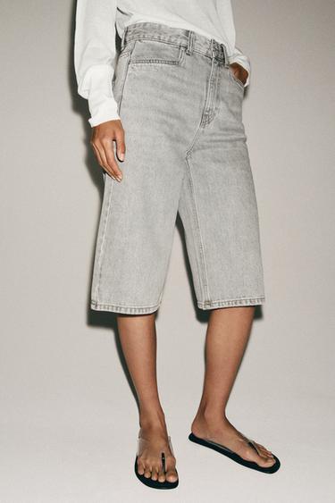 SHORT EN JEAN TAILLE NORMALE ZW COLLECTION - Gris de Zara - Image 1