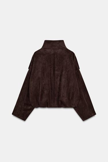 VESTE EFFET DAIM AVEC PATTES - Marron chocolat de Zara - Image 1