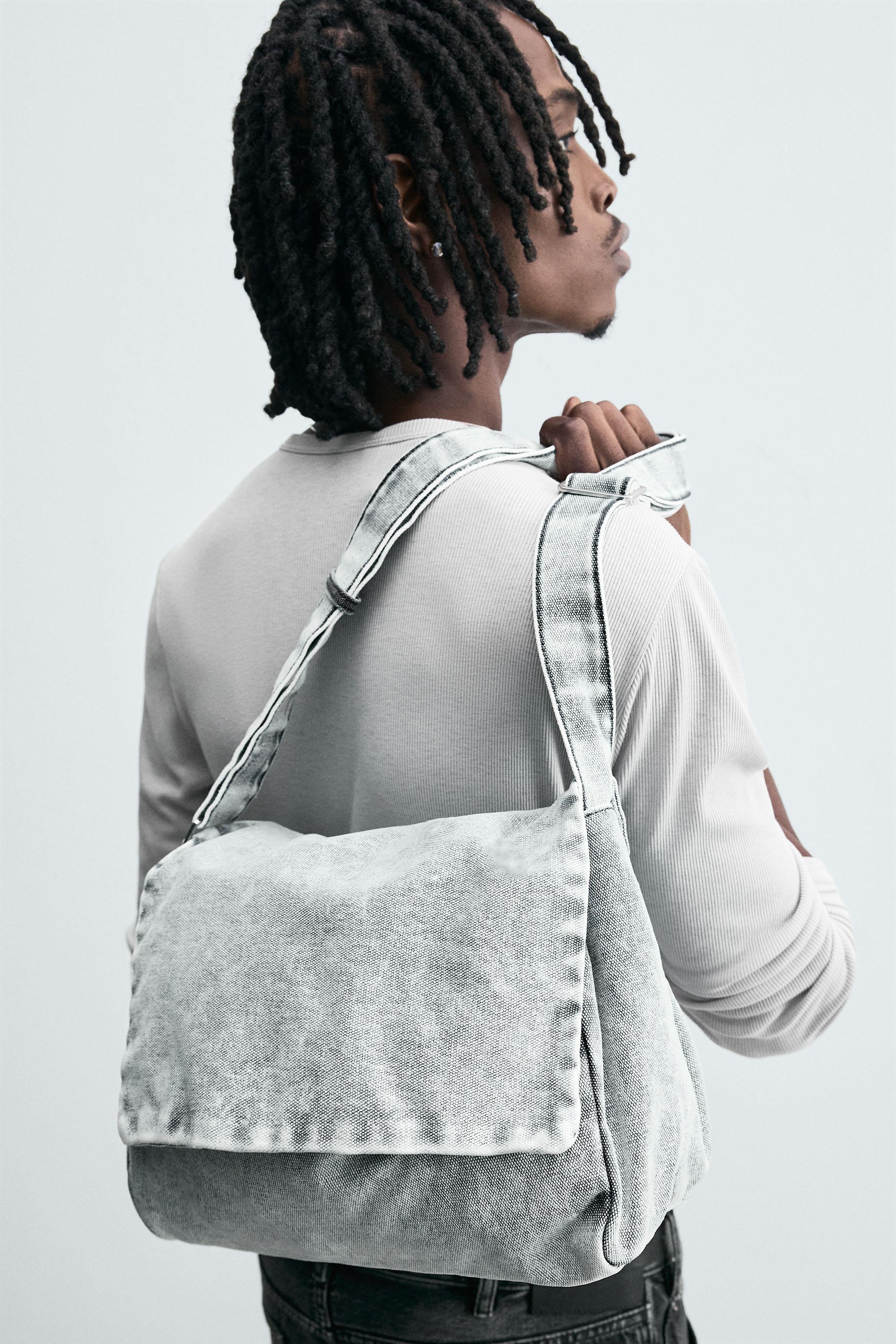 WASHED-EFFECT DENIM CROSSBODY BAG