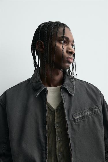 VESTE EN DENIM MATELASSÉE - Charbon de Zara - Image 4