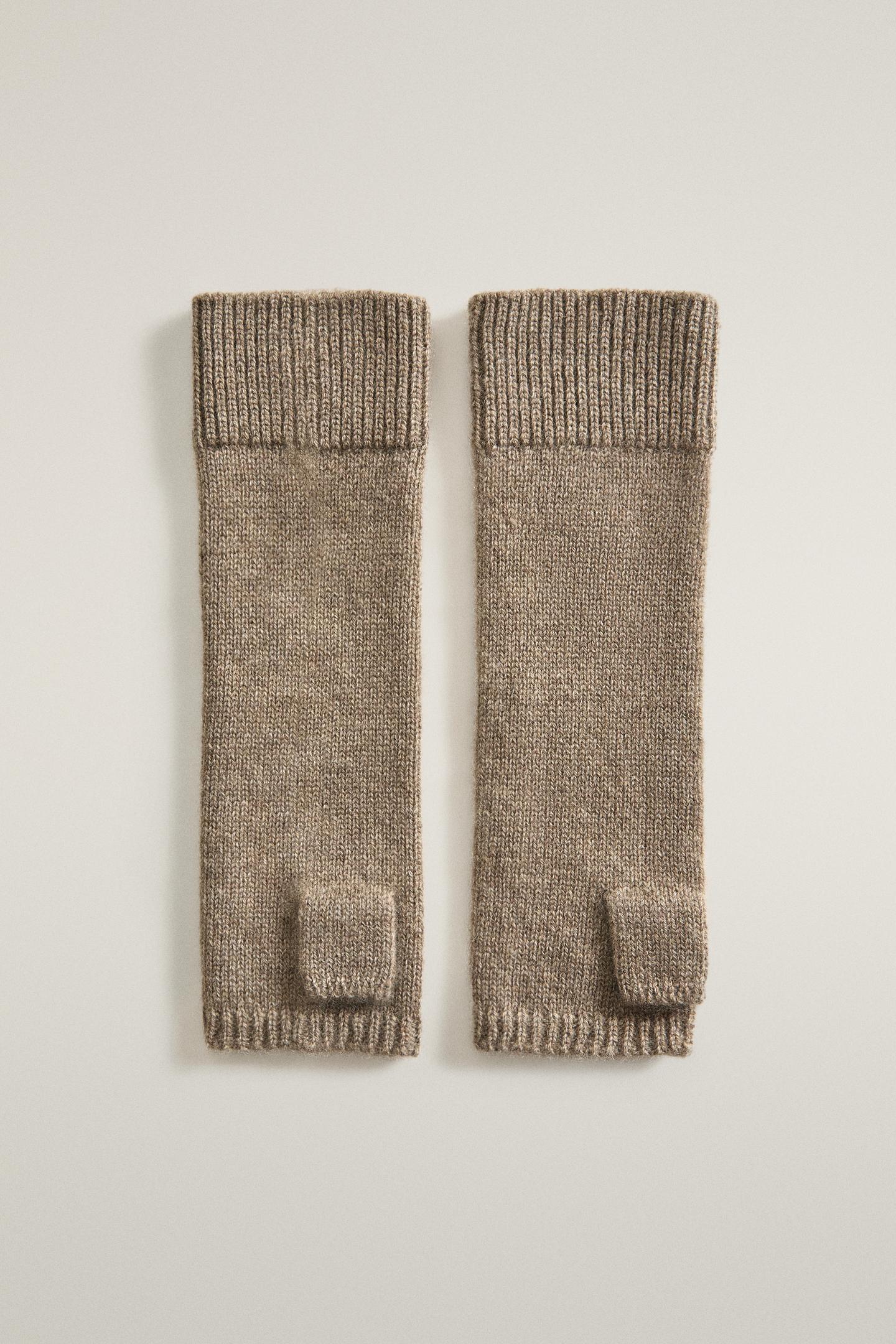 Женские перчатки Zara Cashmere, цвет: Коричневый / Серо-коричневый