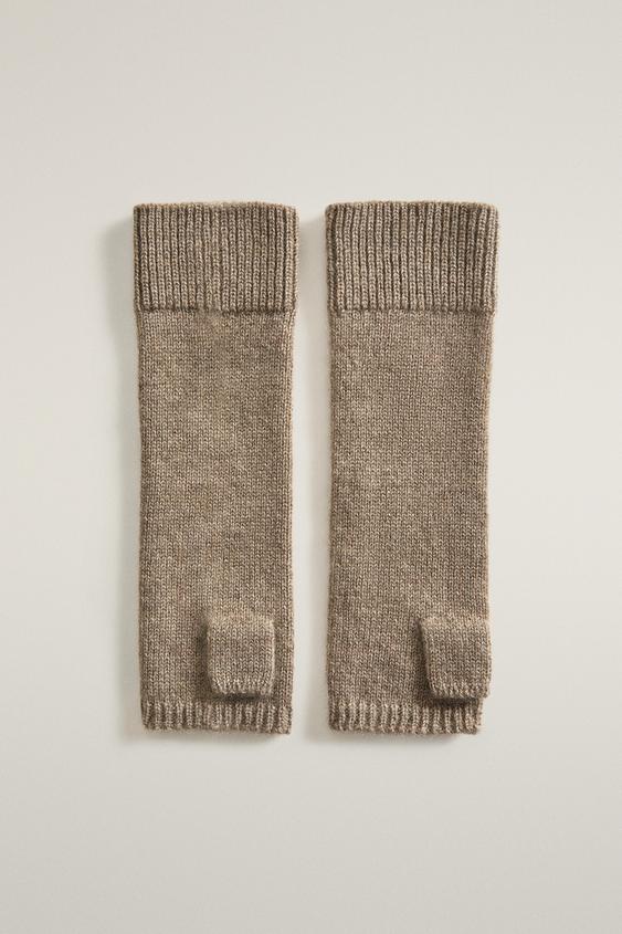 Zara CASHMERE MITTENS - Brown / Taupe - Image 0