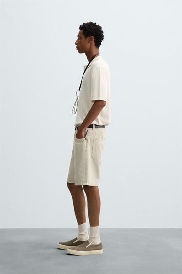 REGULAR FIT DENIM BERMUDA SHORTS - Grey by Zara - Image 3