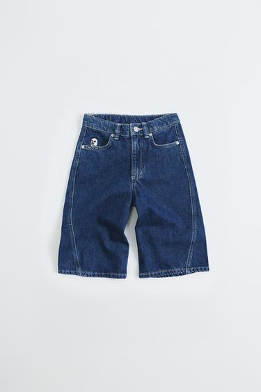 RIPNDIP © X ZARA KIDS EMBROIDERED SKATER DENIM BERMUDA SHORTS - Blue by Zara