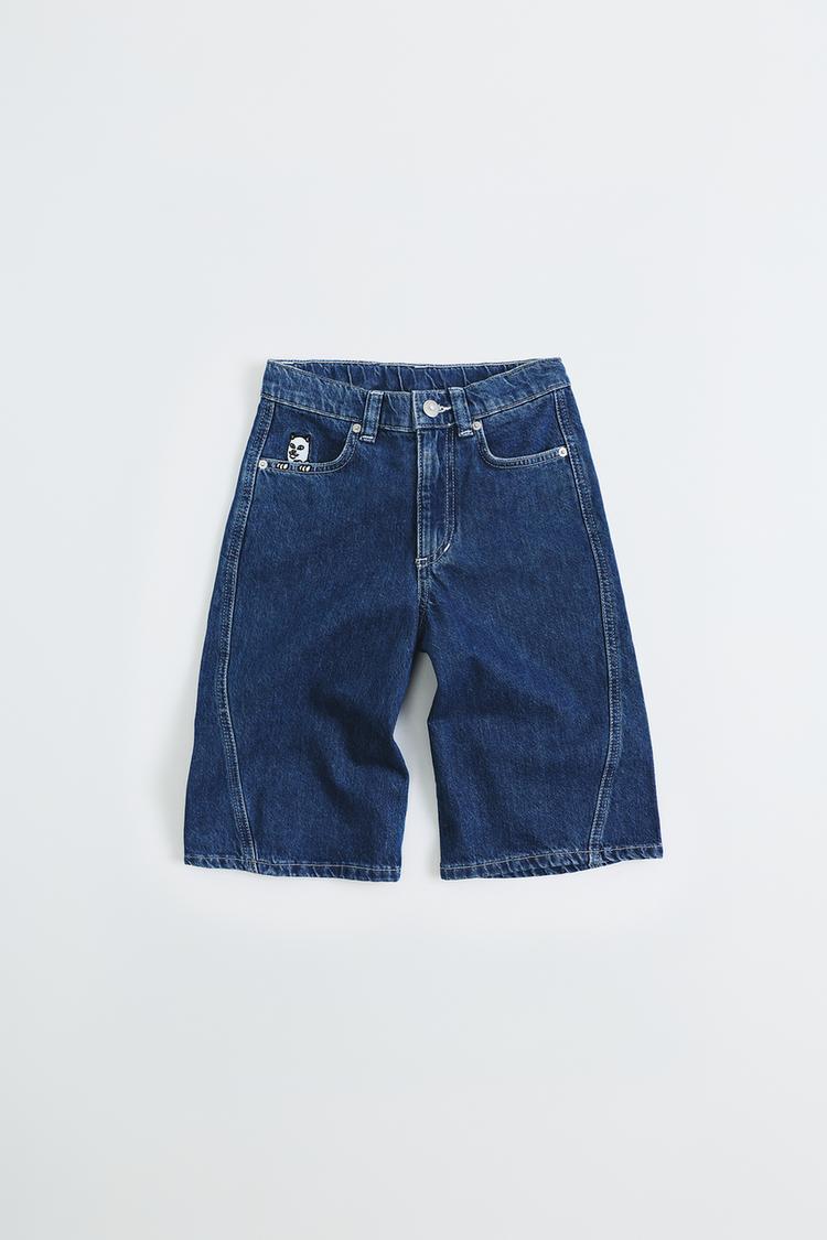 Bermuda denim skater bordado ripndip x zara kids