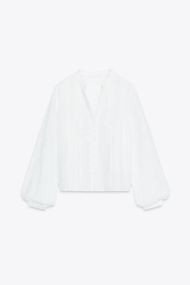 CAMISA RENDAS - Branco da Zara