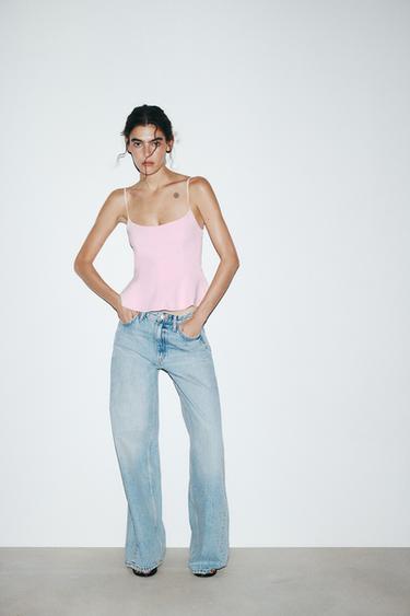 Zara PEPLUM TOP - Pastel pink