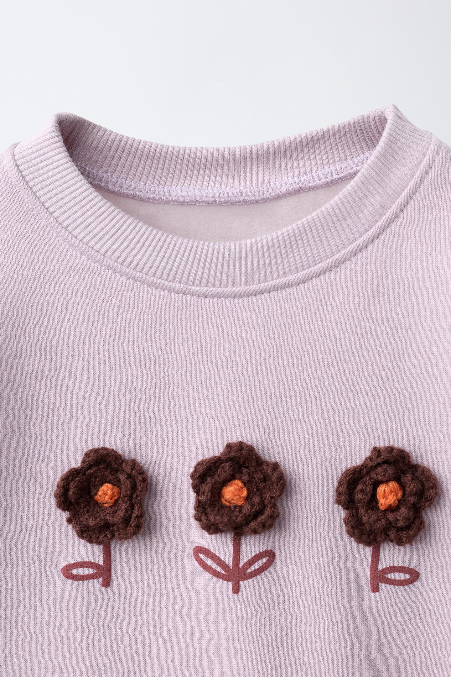 Детские толстовки Zara Knit Flower, цвет: Светлый сиреневый — фото 3