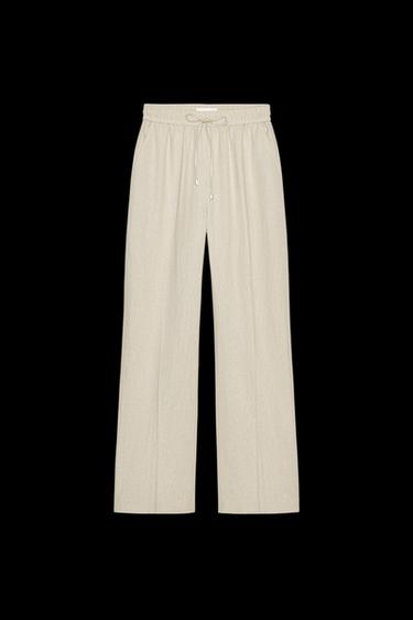 GERADE GESCHNITTENE HOSE MIT LEINEN - Hellbeige von Zara