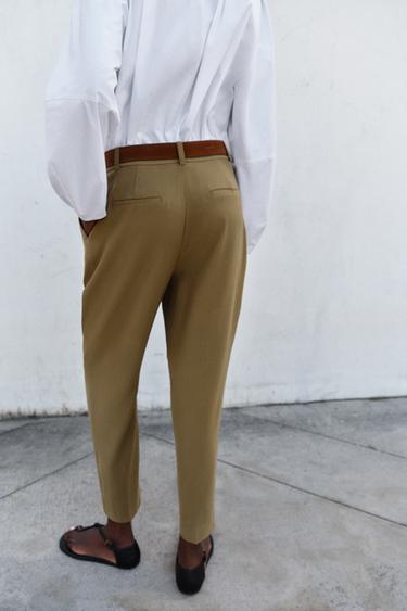 DARTED TROUSERS WITH BELT - Khaki by Zara - Image 6