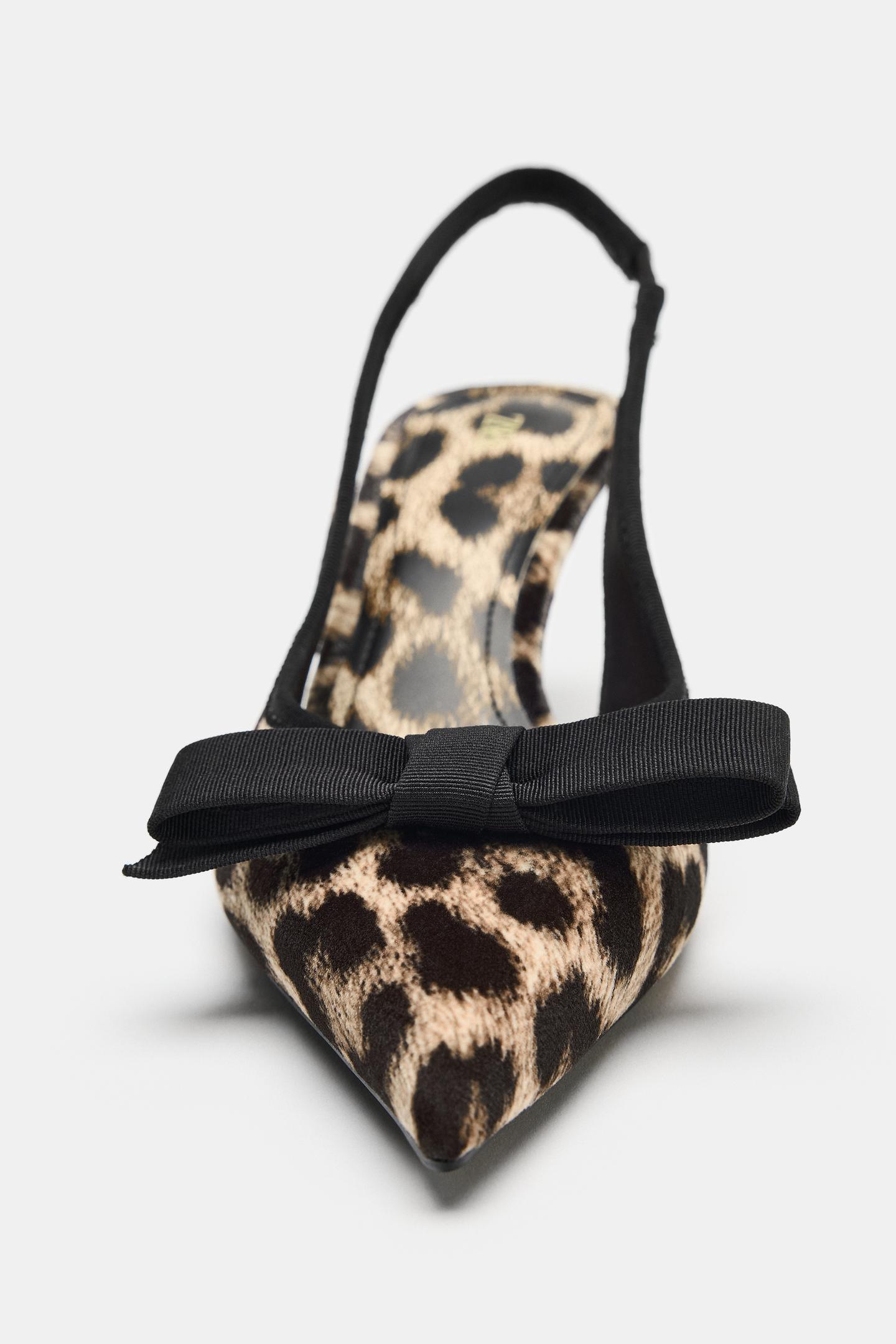 Женские туфли Zara Animal Print Bow Heeled, цвет: Разноцветный — фото 5