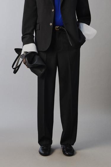 Zara LIMITED EDITION 100% WOOL SUIT PANTS - Black