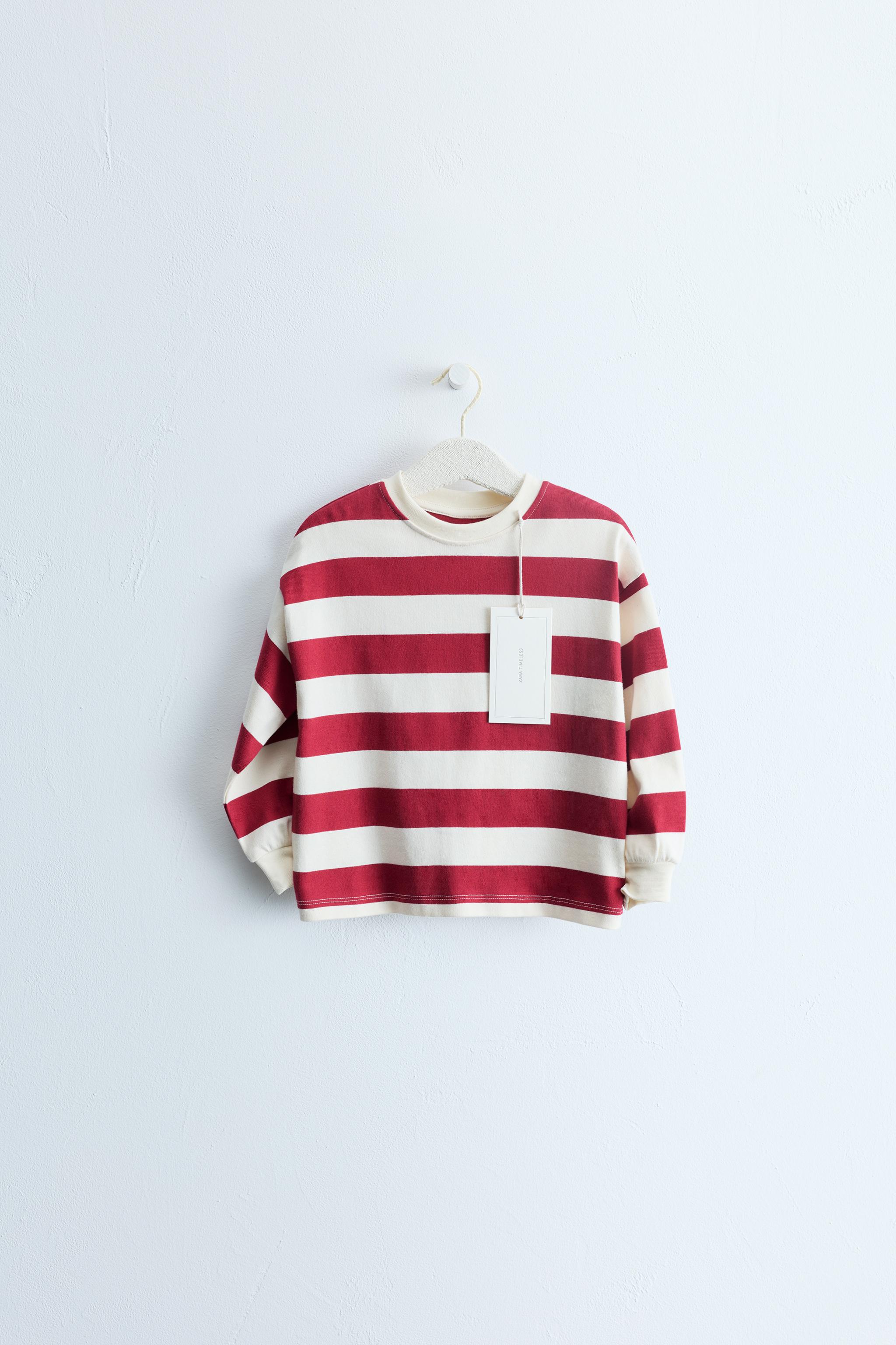 ZARA TIMELESS - STRIPED PRINT T-SHIRT — Red