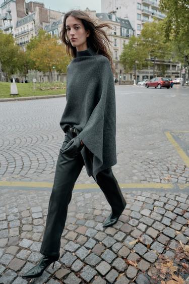 KNIT CAPE WITH HIGH NECK - Grey by Zara