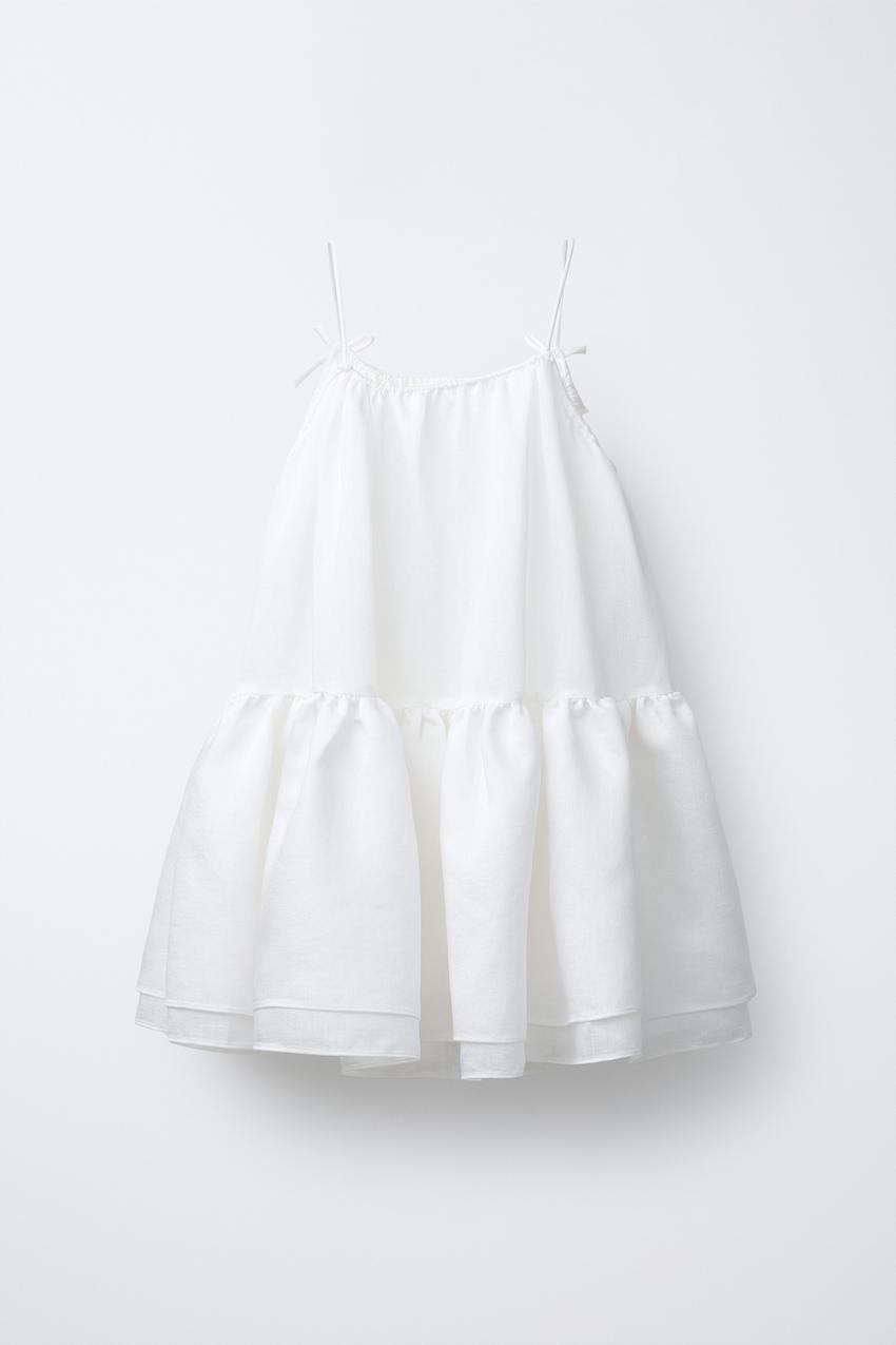 DRESS WITH RUFFLES AND BOWS - Oyster-white | ZARA Australia DRESS WITH RUFFLES AND BOWS - Oyster-white | ZARA Australia