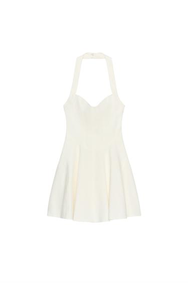 HALTER NECK FLARE DRESS - Oyster-white by Zara