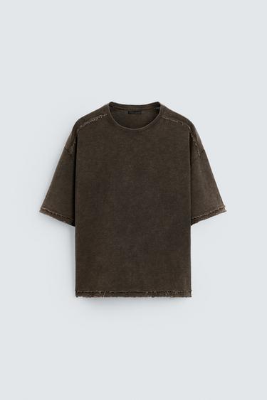 CAMISETA LAVADA PUNTO - Marrón de Zara